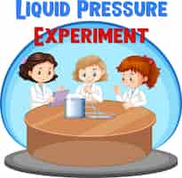 Бесплатное векторное изображение Трое студентов проводят эксперимент с давлением жидкости