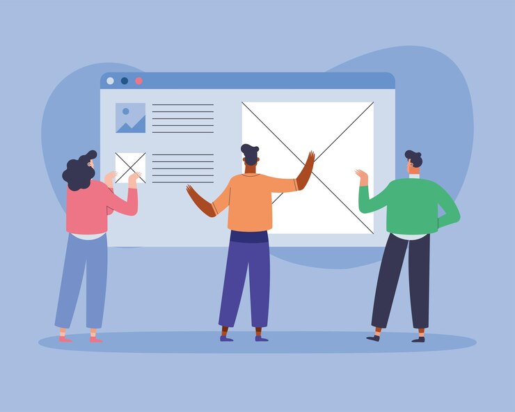 Free Vector three ui and ux designers
