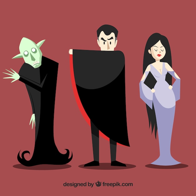 Vettore gratuito tre personaggi del vampiro
