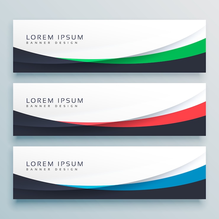 Free Vector three wavy web banners header vector design