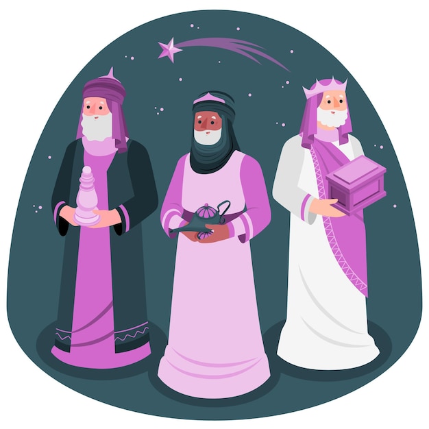 Бесплатное векторное изображение Иллюстрация концепции трех мудрецов