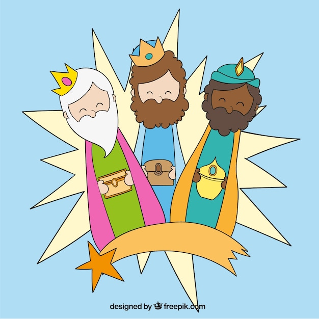 Three Wise Men with Shooting Star