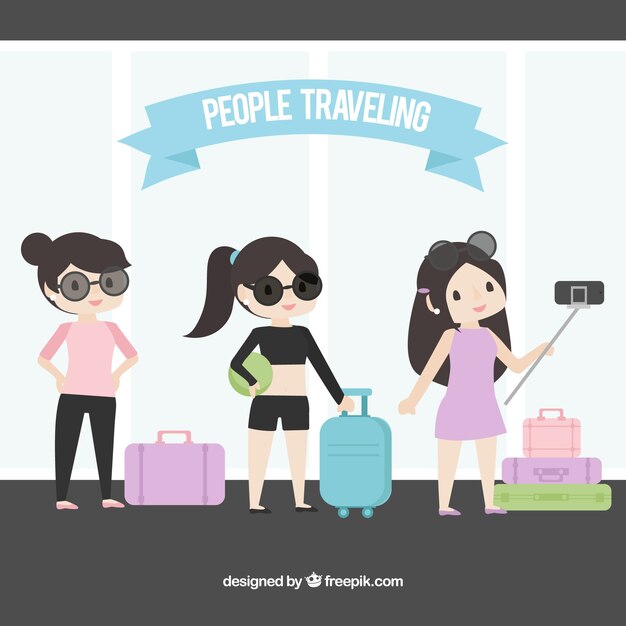 Three women traveling