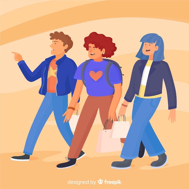 Free vector three young women spending time together