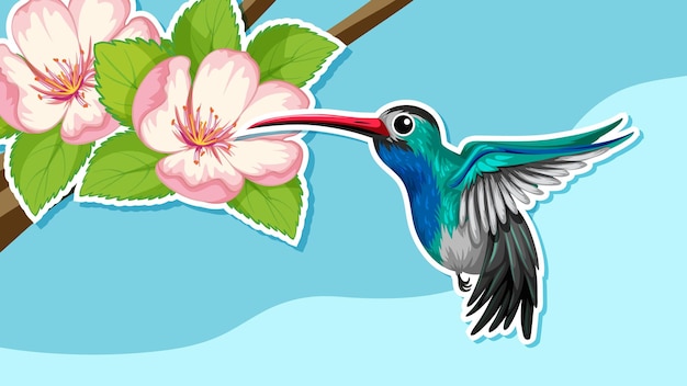 Disegno in miniatura con un uccello e un fiore