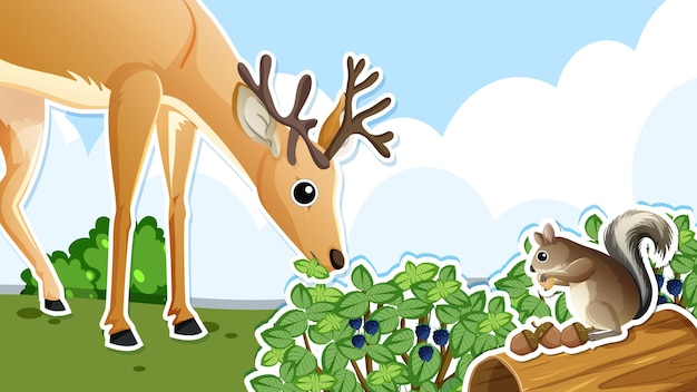 Thumbnail design with deer and squirrel