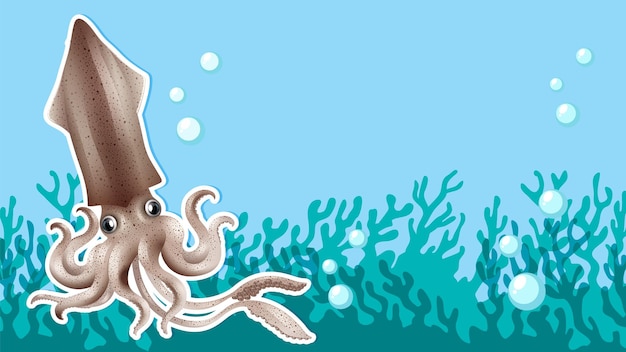 Thumbnail design with squid in the sea