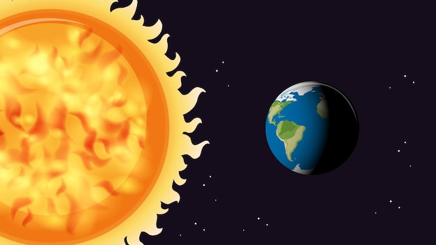 Дизайн эскиза с изображением солнца и земли