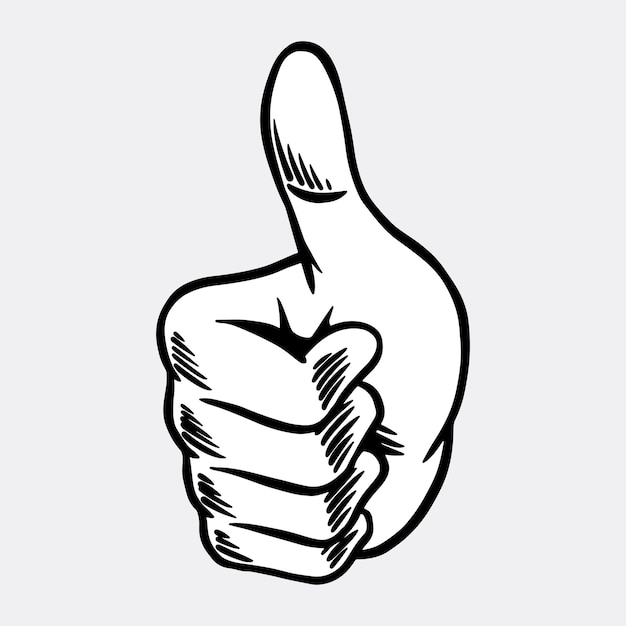 Thumbs Up Outline Sticker Overlay Vector