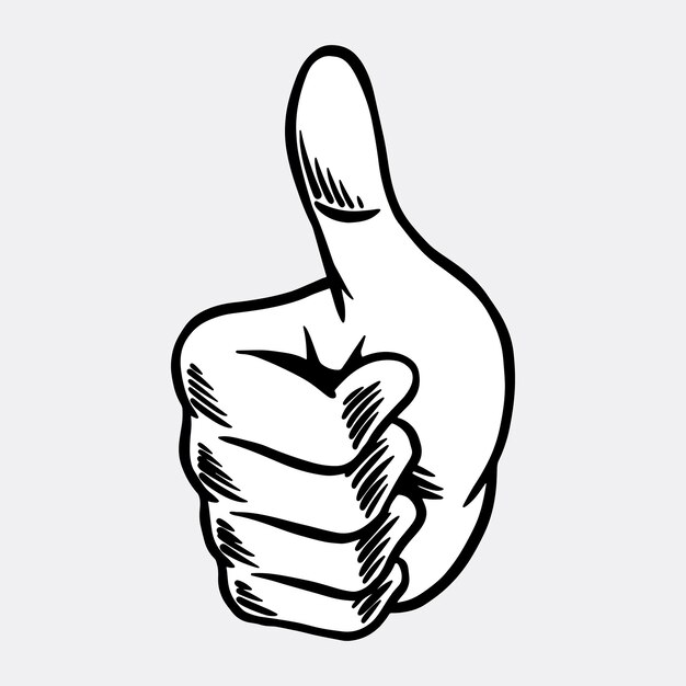 Thumbs up outline sticker overlay vector