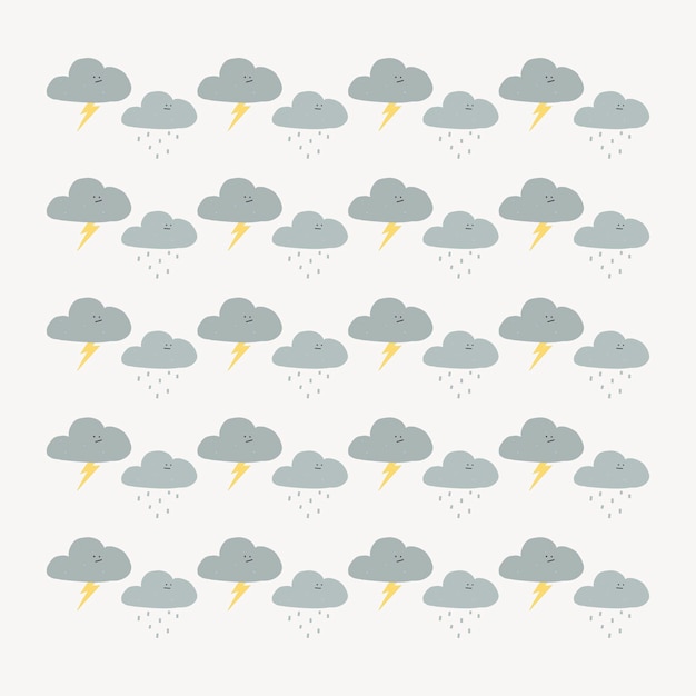 Free vector thunder illustration brush vector doodle seamless pattern brush set