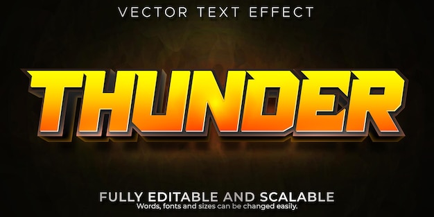 Thunder text effect editable fire and esport text style Premium Vector