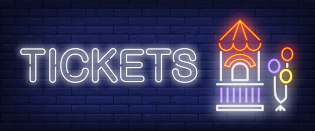 Tickets neon text with booth