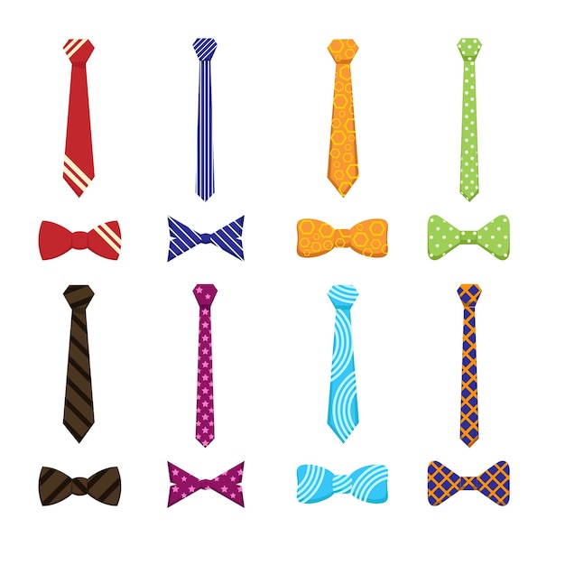 Free vector ties and bow ties set in flat style