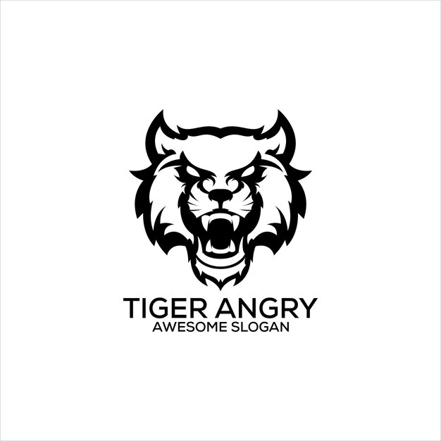 Tiger angry logo design line art