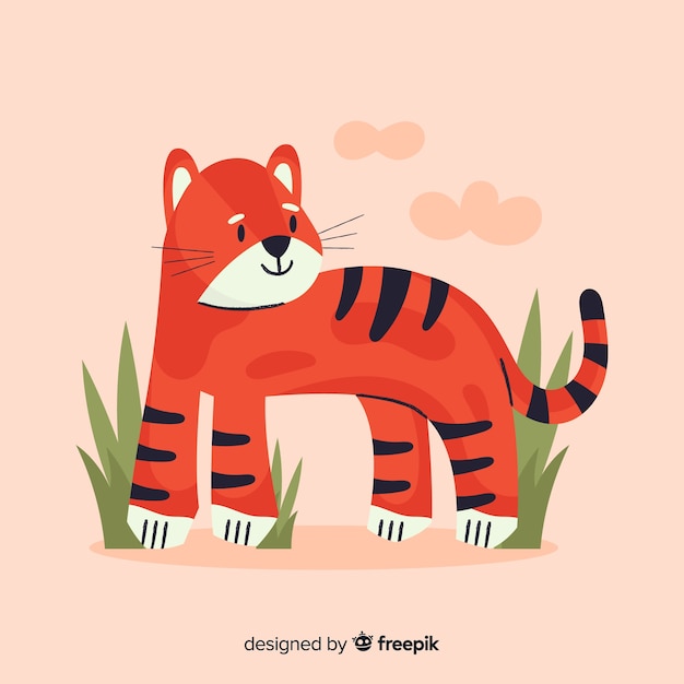 Free vector tiger background with grass