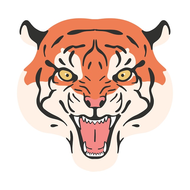 Free vector tiger beast head character illustration