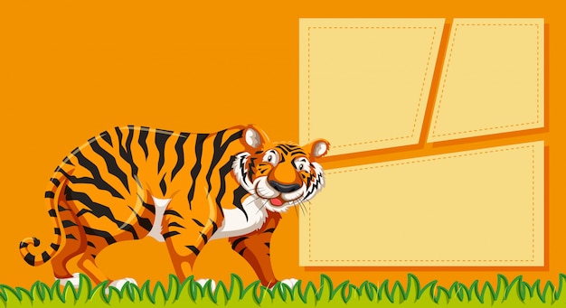 Free vector tiger on blank notes with copyspace