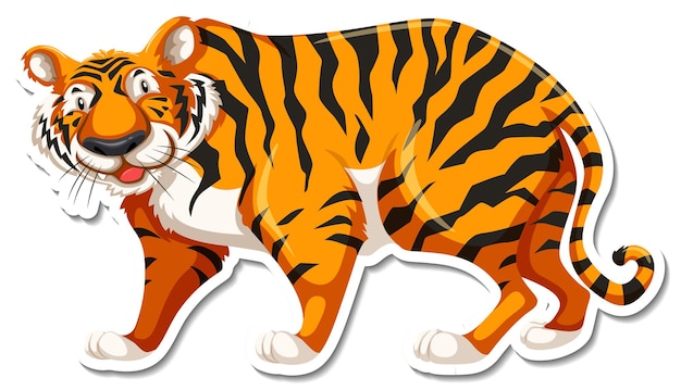 Tiger cartoon character on white background