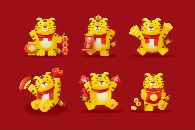 Tiger character design set for cny