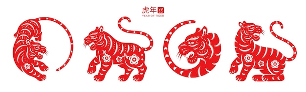 Tiger chinese new year symbol floral pattern