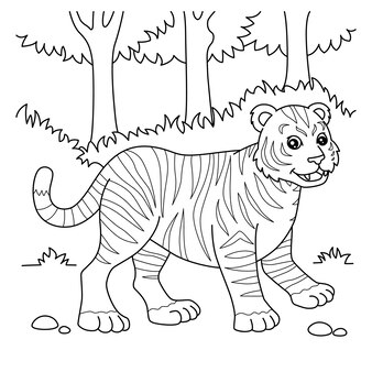 Tiger coloring page for kids