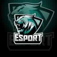 Vettore gratuito logo del design della mascotte esport della tigre