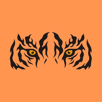 Tiger eye symbol on orange background animal tattoo design stencil flat vector illustration