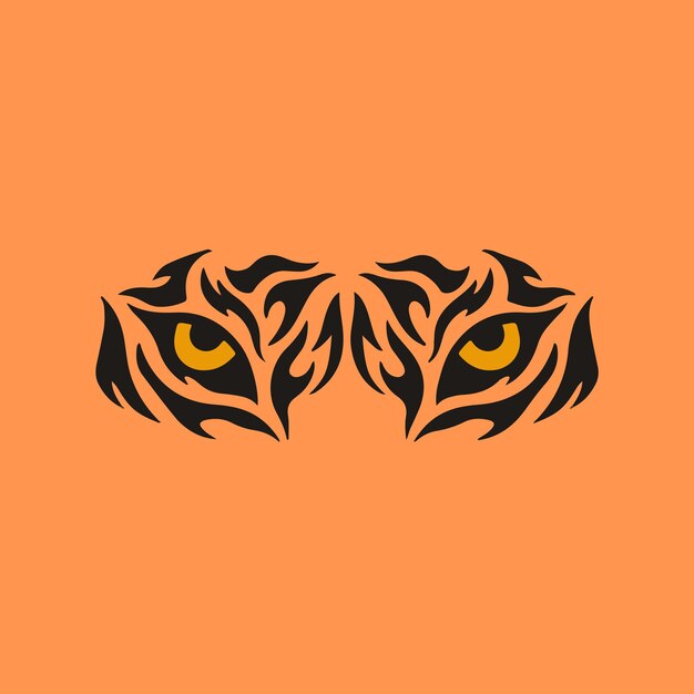 Tiger eye symbol on orange background animal tattoo design stencil flat vector illustration