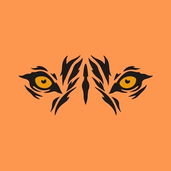 Tiger eye symbol on orange background animal tattoo design stencil flat vector illustration