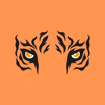 Tiger eye symbol on orange background animal tattoo design stencil flat vector illustration