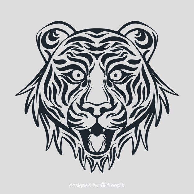 Tiger face with tribal style