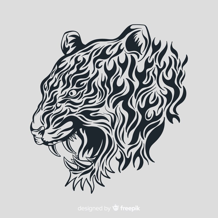 Free Vector tiger face with tribal style
