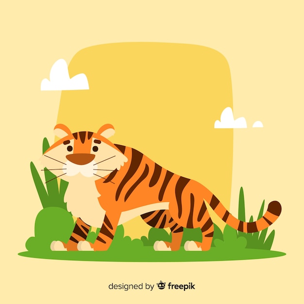 Free vector tiger in the field background