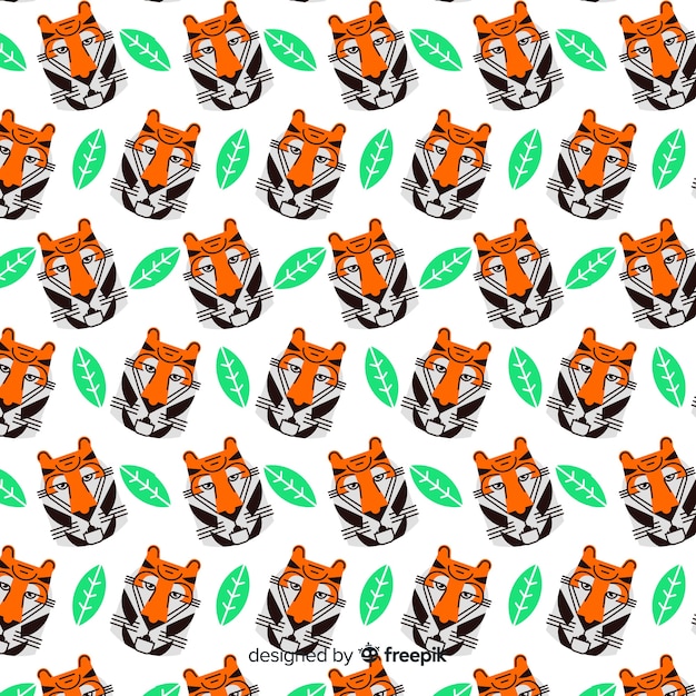 Free vector tiger flat pattern