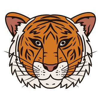 Tiger head hand drawn design element for chinese new year 2022 year of the tiger