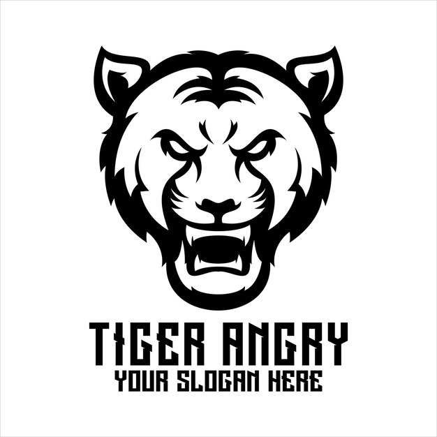 tiger head logo angry face design