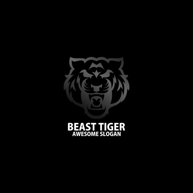 tiger head logo design gradient line