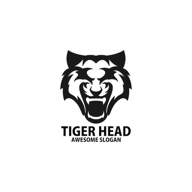 Tiger head logo design line art
