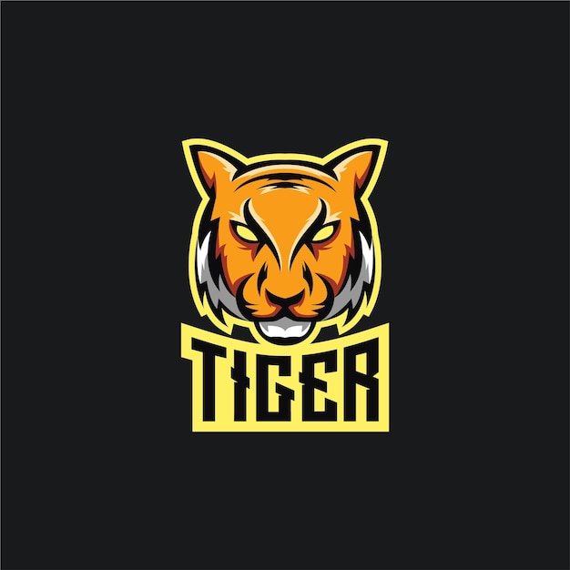 Mascotte del logo della testa della tigre e vettore sportivo