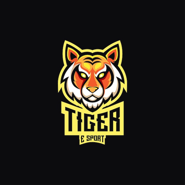 Vettore gratuito mascotte logo testa di tigre e sport