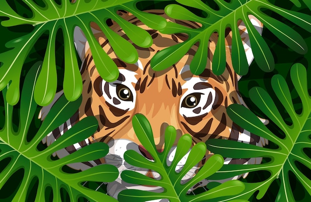 Tiger hidden in the jungle