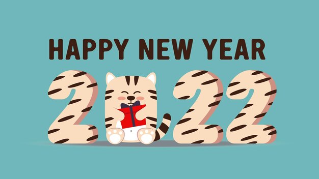 Tiger is the chinese symbol of the new year 2022. happy new year. 2022. card design, greeting card invitation with tiger hair texture. new year banner for congratulations. vector illustration.