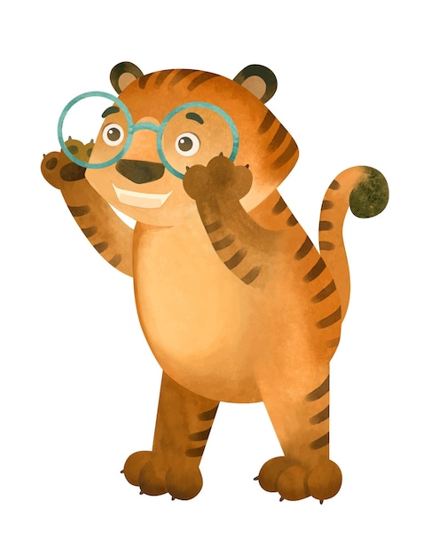 Tiger in large round glasses mascot of optics ophthalmology the symbol of the new year 2022