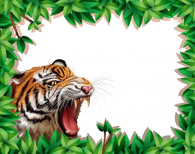 Tiger in leaf frame