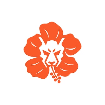 Tiger and lily logo concept. flower with tiger silhouette logo for art