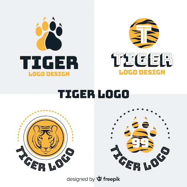 Бесплатное векторное изображение Коллекция логотипов tiger