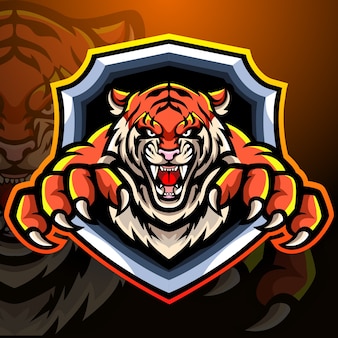 Tiger mascot esport logo design