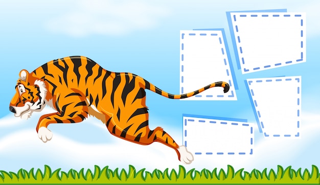 Free vector tiger on note template