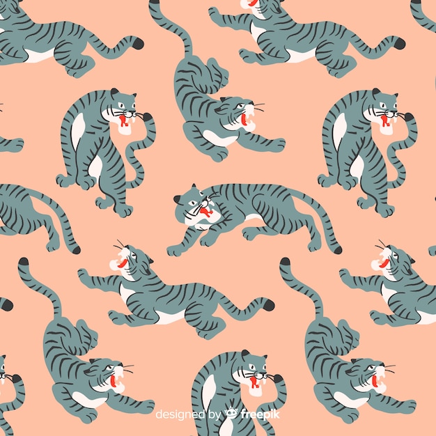 Тигр шаблон рисованной дизайн